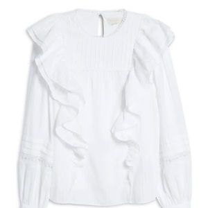 Double Frill White Blouse